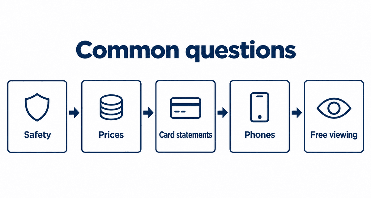 Common questions about Stripchat: safety, prices, card statements, phones and free viewing