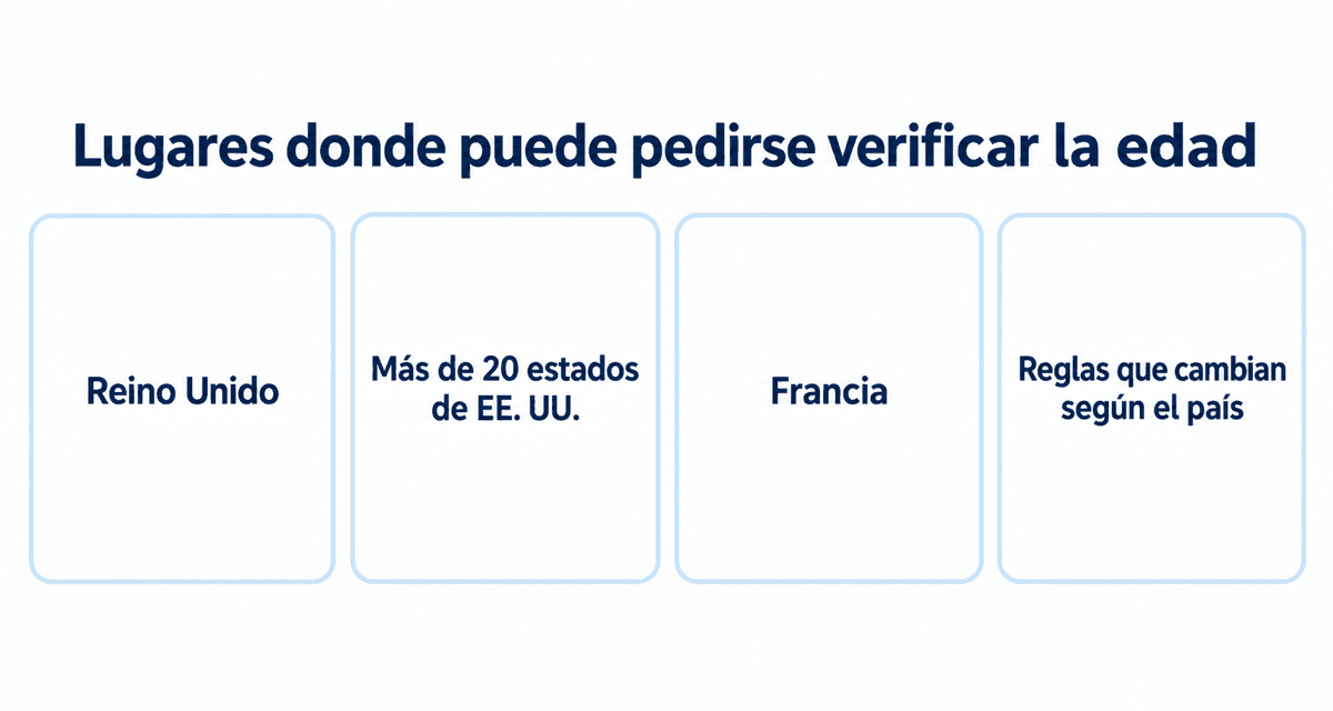 Lugares donde puede pedirse verificar la edad: Reino Unido, más de 20 estados de EE. UU., Francia y reglas que cambian según el país