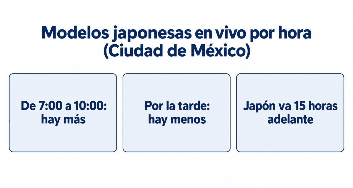 Modelos japonesas en vivo por hora (hora de la Ciudad de México): hay más entre las 7 y las 10 de la mañana