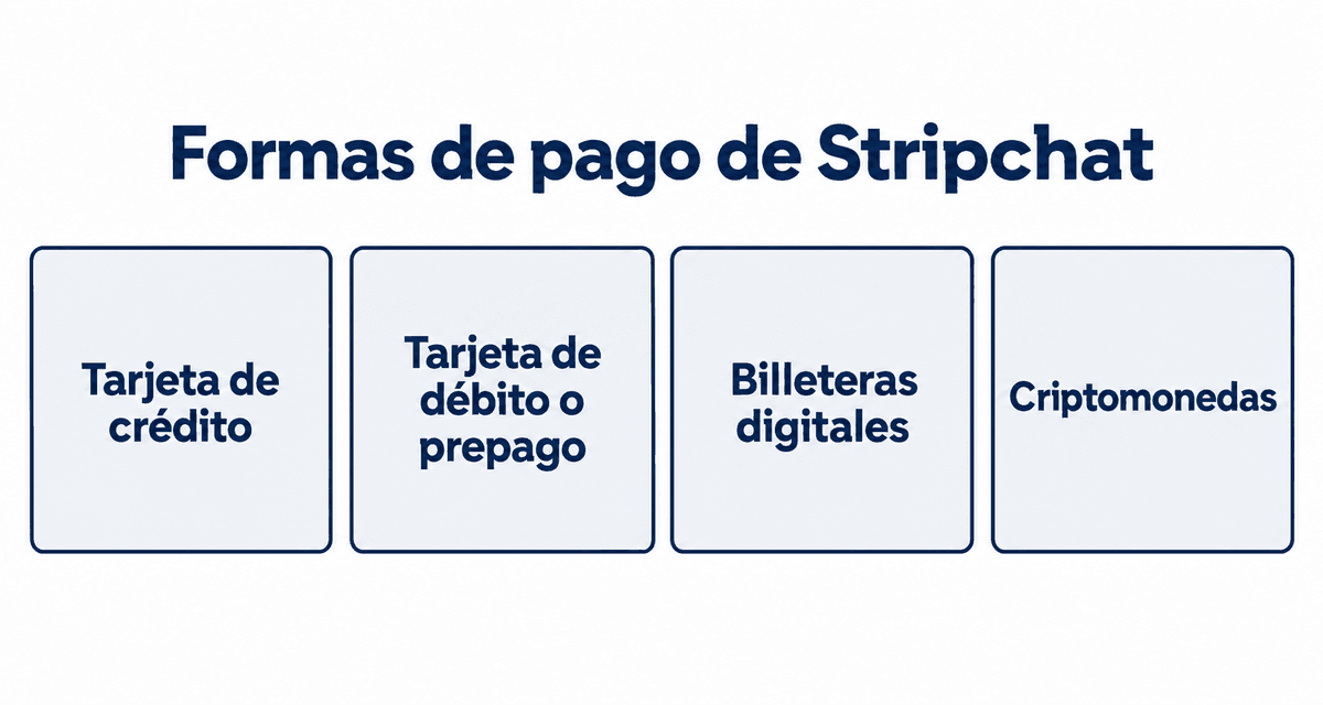 Formas de pago de Stripchat: tarjeta de crédito, tarjeta de débito o prepago, billeteras digitales y criptomonedas