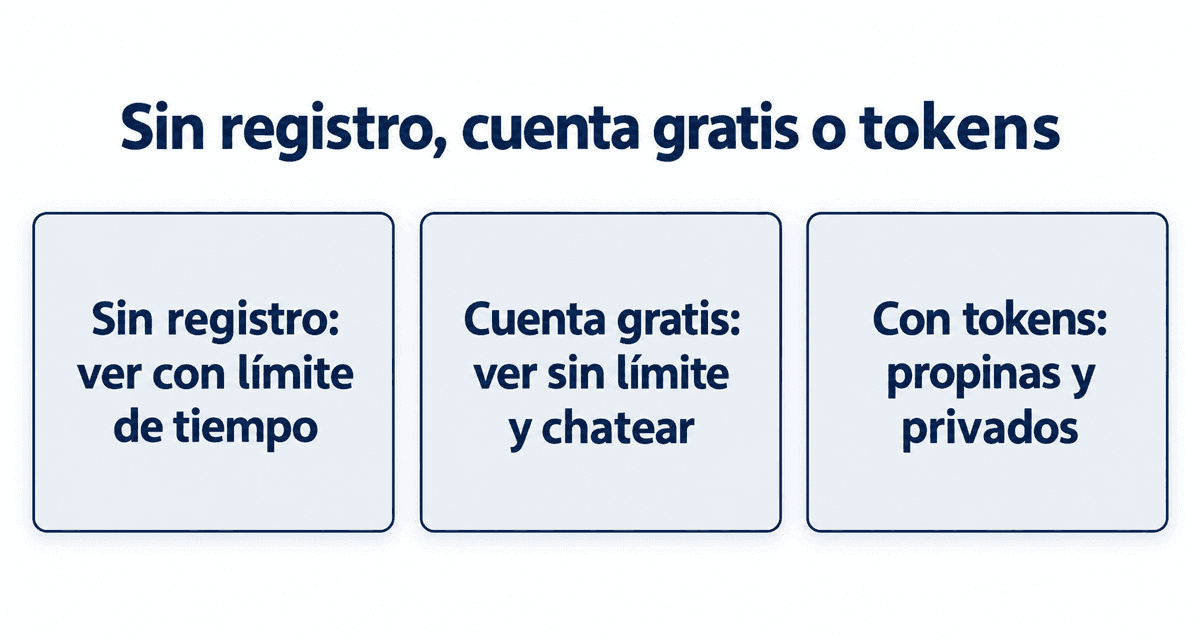 Diferencias entre ver sin registro, con cuenta gratis y con tokens