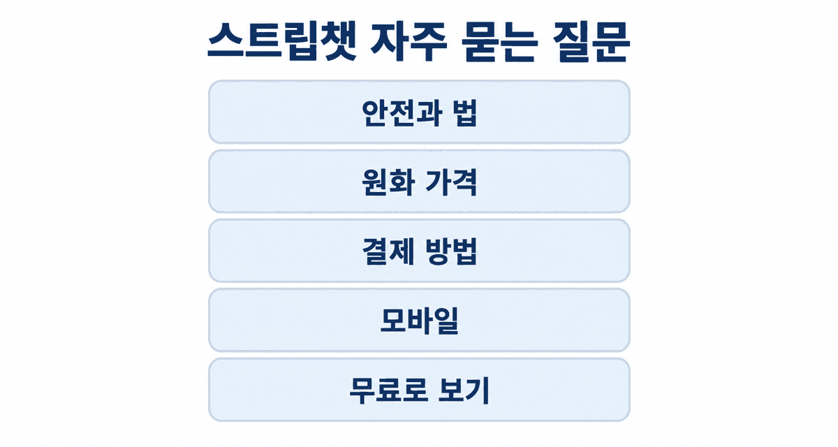 스트립챗 자주 묻는 질문: 안전과 법, 원화 가격, 결제 방법, 모바일, 무료로 보기