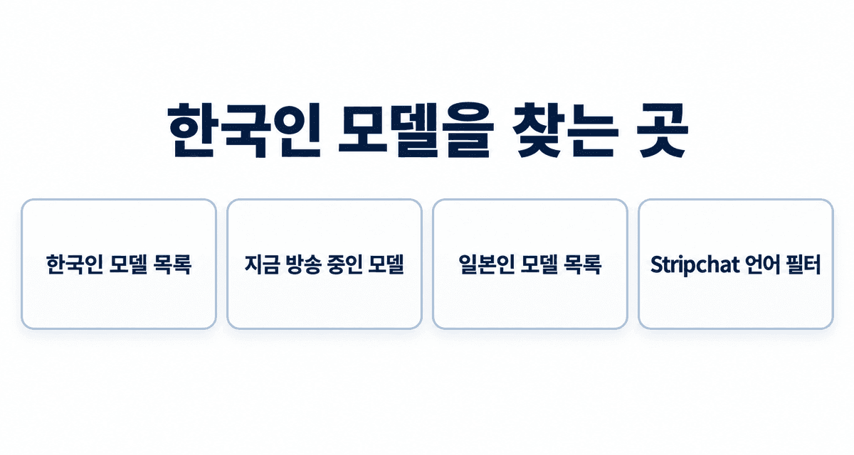 한국인 모델을 찾는 곳: 한국인 모델 목록, 지금 방송 중인 모델 목록, 일본인 모델 목록, Stripchat의 언어 필터