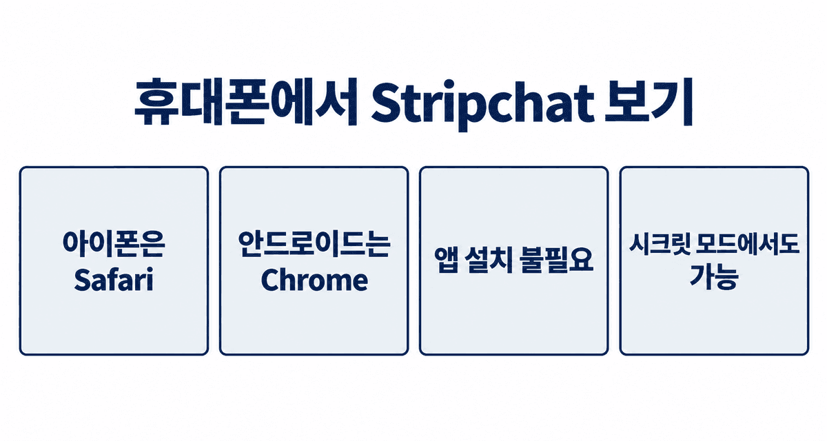휴대폰에서 Stripchat 보기: 아이폰은 Safari, 안드로이드는 Chrome, 내려받을 것 없음, 시크릿 모드에서도 가능