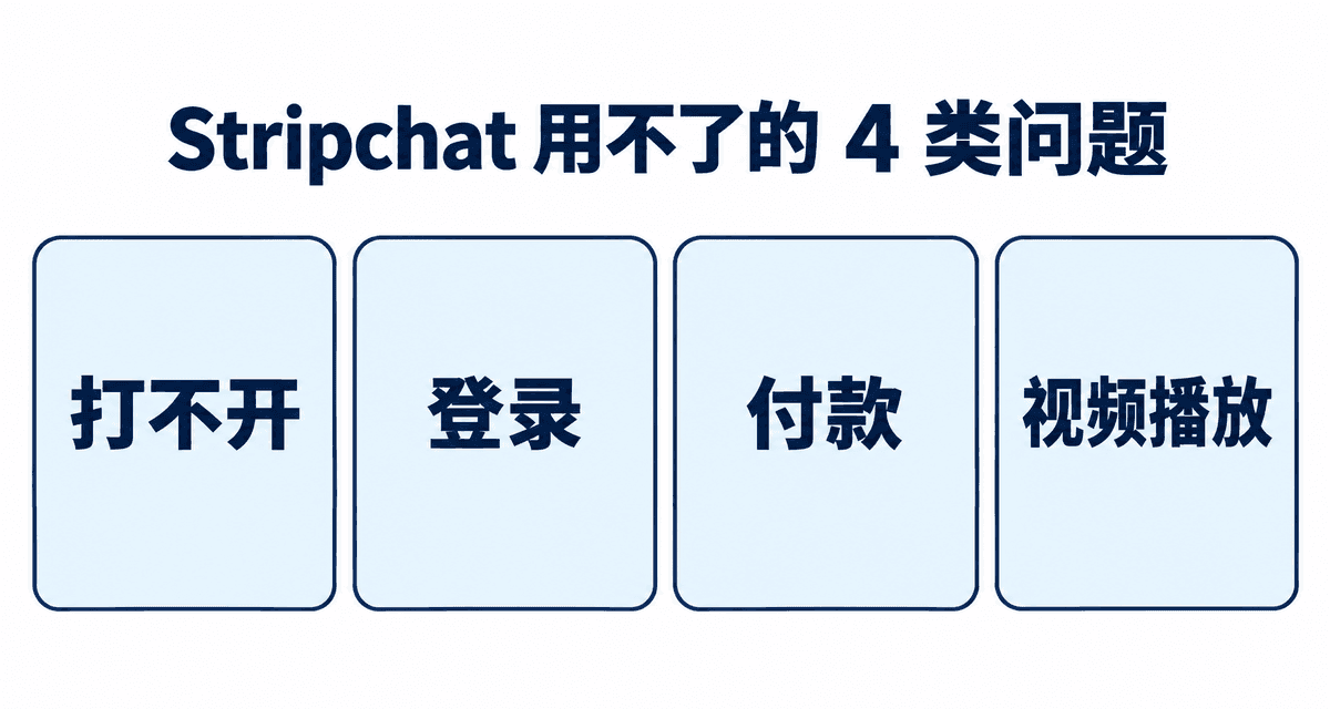 Stripchat 用不了的 4 类问题:打不开、登录、付款、视频播放